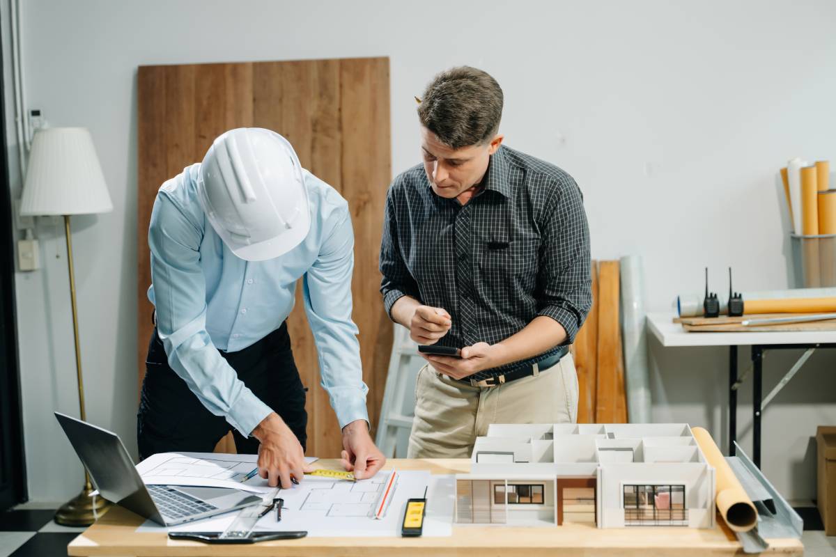 Interior designer working with contractor on a residential renovation project