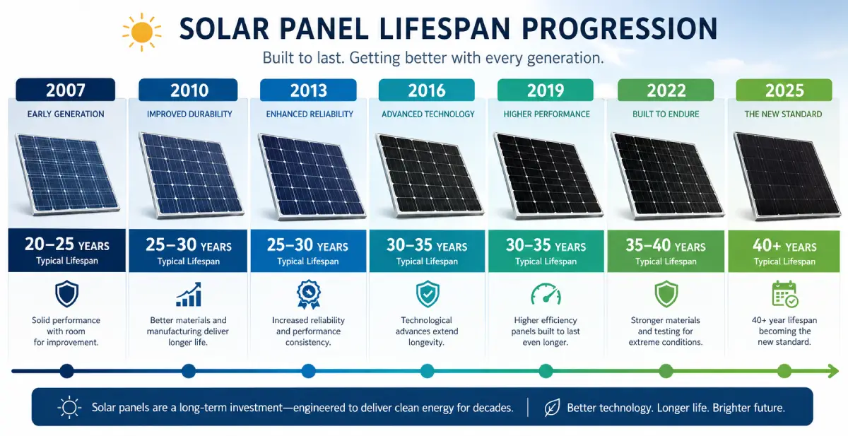 solar panel lifespan improvement over time
